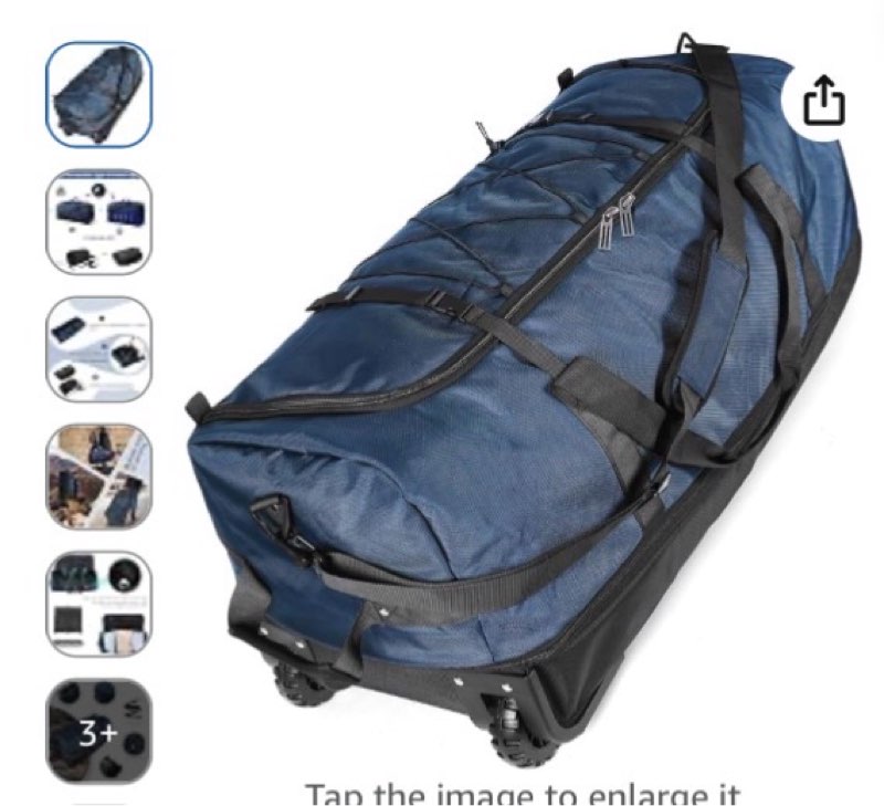 110l expandable to 140l 32" foldable travel bag with wheels, soft-sided oxford fabric, with 2 heavy-duty wheels, 3 large compartments, adjustable shoulder strap and carry bag
