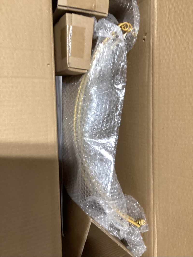 Condition photo showing As Is for Glitzhome 22" D Gold Hammered Metal Tree Collar Tree Base Cover Decorative Christmas Tree Ring for Christmas Decoration