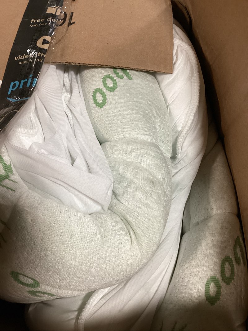 Condition photo showing As Is for niagara sleep solution ultra soft full size mattress topper - viscose made from bamboo pillow top mattress pad for back pain relief - naturally cooling for hot sleepers, green full 1 green