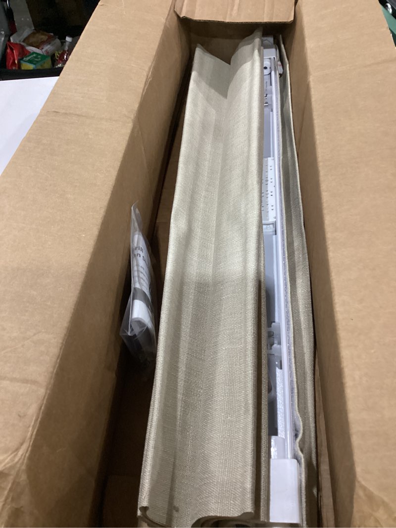 Condition photo showing As Is for incomplete unishades 100% blackout no tools no drill cordless roman shades for windows, size 27 3/4\" w × 60\" h (for windows 28\" w × 60\" h) blackout - beige blackout - beige 28\" w × 60\" h