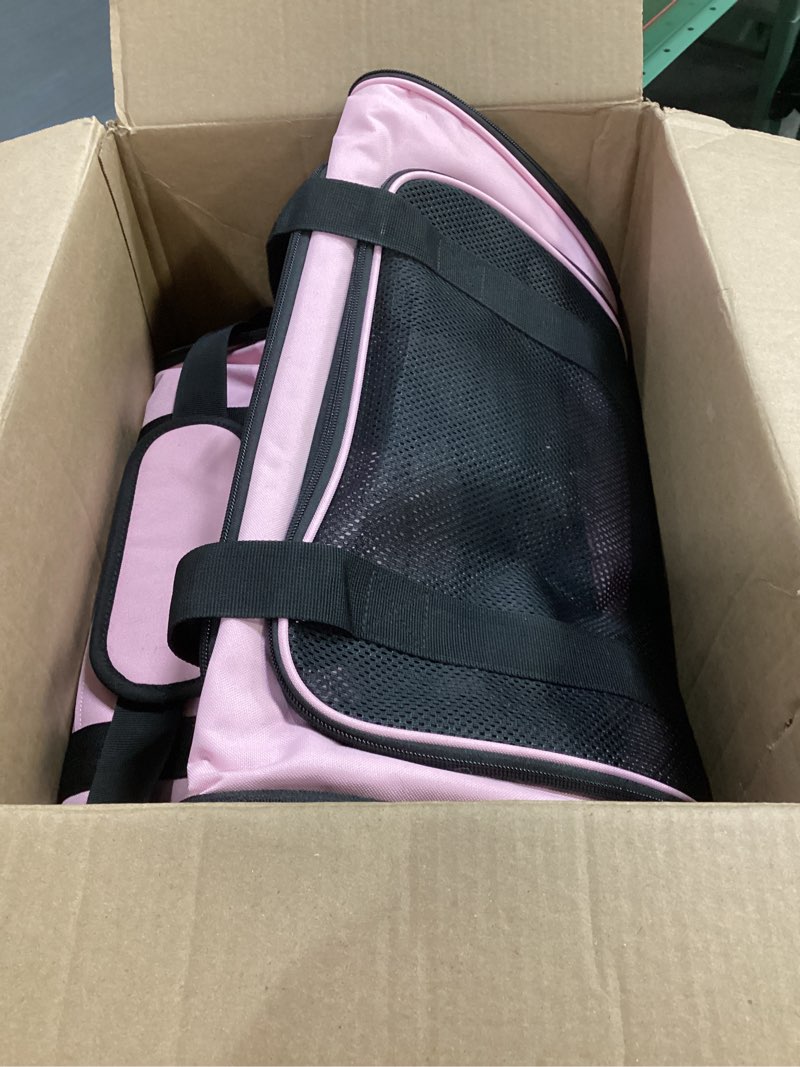 Condition photo showing Good Condition for Henkelion Pet Carrier for Small Medium Cats Dogs Puppies up to 15 Lbs, TSA Airline Approved, Soft Sided, Collapsible Travel - Pink 17.0"L x 11.0"W x 11.0"H Pink