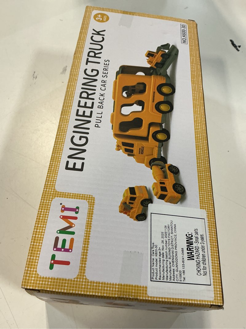 Condition photo showing New/Like New for TEMI Construction Truck Boy Toys for 3-5 Year Old Toddlers - Toys for 3 4 5 6 7 Years Old Engineering Transport Vehicle Carrier Truck, Kids Excavator Crane Gifts Toys for Boys and Girls Aged 4-6 5 in 1 Construction Truck