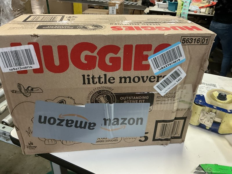 Condition photo showing New/Like New for Huggies Size 5 Diapers, Little Movers Baby Diapers, Size 5 (27+ lbs), 132 Count (2 Packs of 66), Packaging May Vary Size 5 132