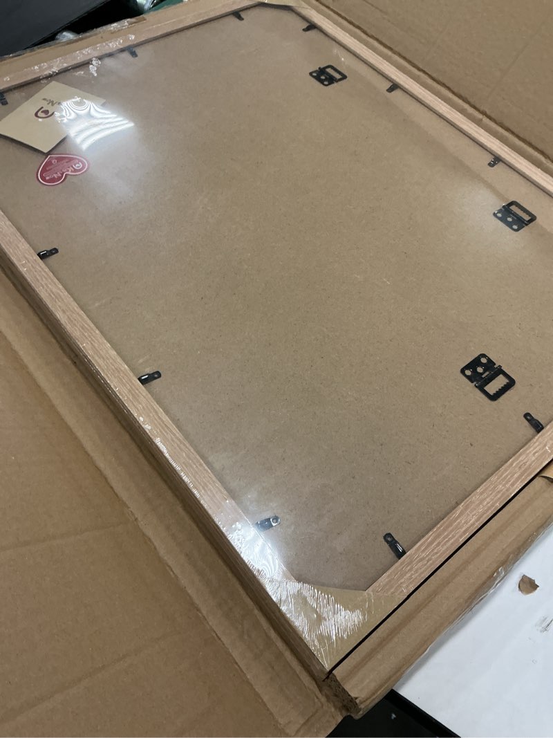 Condition photo showing New/Like New for 18x24 Poster Frame set of 2, Natural Oak Wood Picture Frame, Wall Hanging 2-Pack Natural Oak 18x24