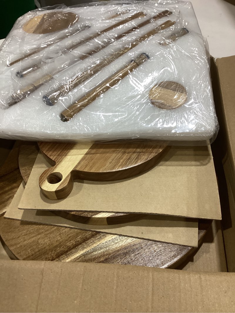 Condition photo showing Good Condition for gehe 3 tier round cupcake stand, 360° rotatable acacia wood cake stand cupcake tower, rustic wooden tiered dessert table display set, tiered tray stands for birthday, wedding party (12-10-8 in)