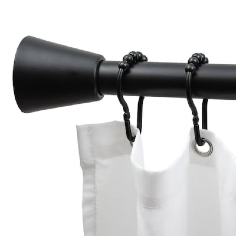 allen + roth 42-in to 72-in Black Matte Tension Single straight Adjustable Shower Curtain Rod