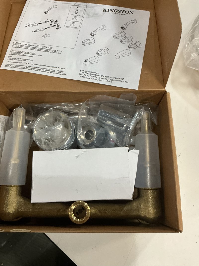 Condition photo showing Good Condition for kingston brass kf112 americana 8-inch twin handle center tub and shower valve, polished chrome 8-inch adjustable center kf112