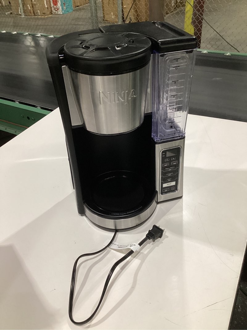 Condition photo showing As Is for (USED, MISSING PARTS, DAMAGED) Ninja 12-Cup Programmable Coffee Brewer, 2 Brew Styles, Adjustable Warm Plate, 60oz Water Reservoir, Delay Brew - Black/Stainless Steel
