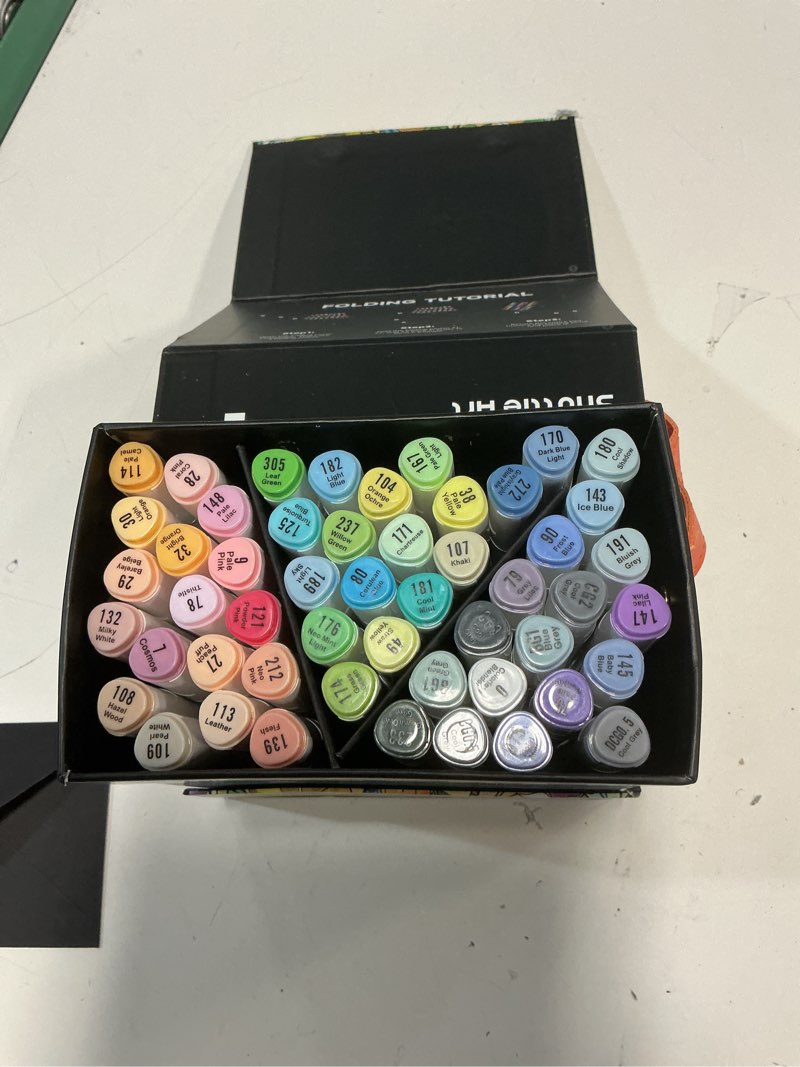 Condition photo showing Good Condition for shuttle art pastel alcohol markers brush tip, dual tip brush & chisel tip art marker set, 50 colors plus 1 blender marker pens with case perfect for illustration students adults coloring sketching 51 pastel colors brush & chisel tip