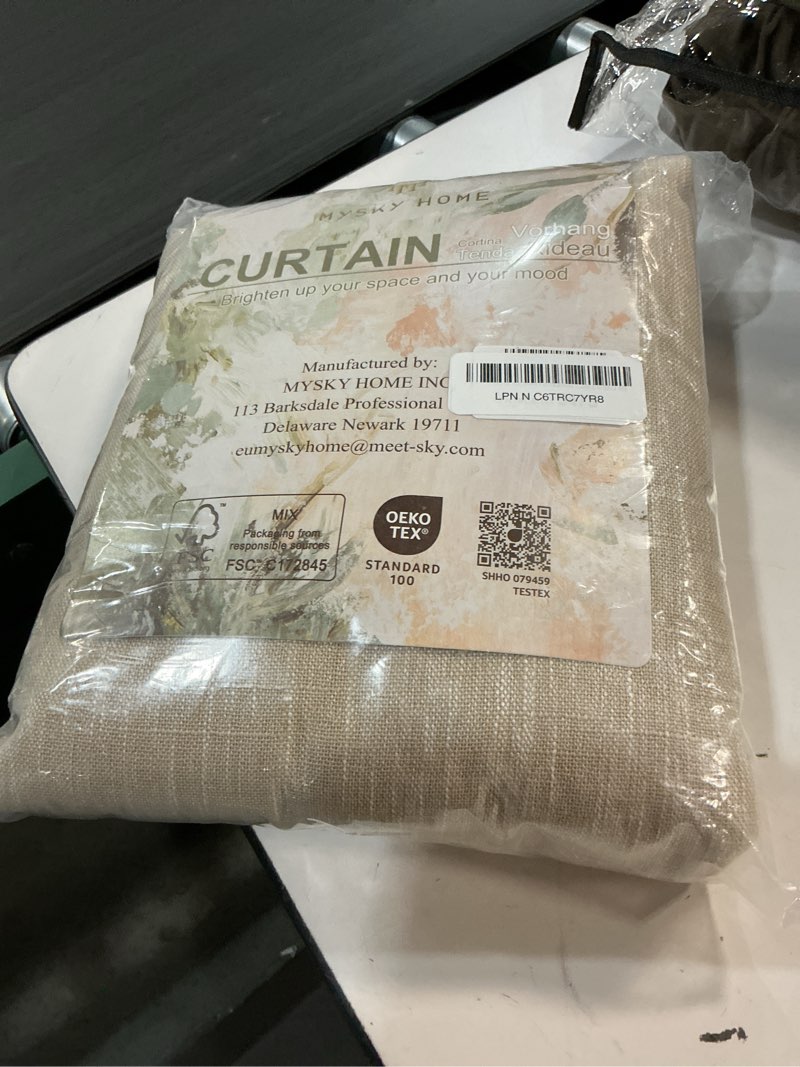Condition photo showing Good Condition for mysky home cotton curtains for living room farmhouse semi sheer light filtering for windows, linen look texture soft modern decor country style, 50" x 84", light oatmeal, 2 panels 50"w x 84"l (pack of 2) taupe