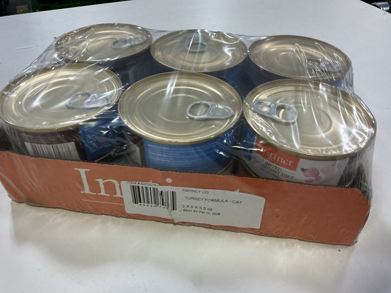Condition photo showing New/Like New for  (BBD :FEB/10/2028 )) Instinct Limited Ingredient Diet Grain Free Real Turkey Recipe Natural Wet Canned Cat Food by Nature's Variety, 5.5 oz. Cans (Pack of 12)