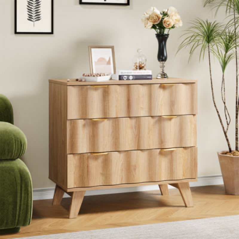 Timurs 3 Drawer 31.5" W Dresser Color: Beige