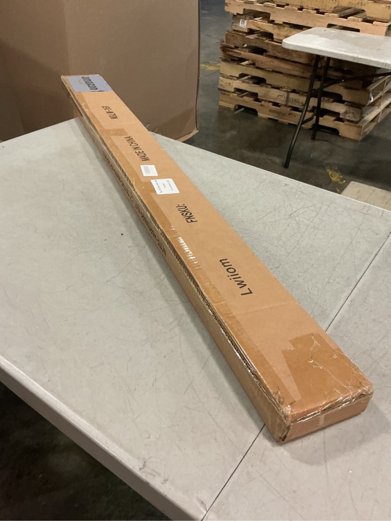 Condition photo showing New/Like New for matte black disc curtain rods, 48-84 inches window curtain rod,adjustable room darkening curtain rod with aluminum finials and brackets,wrap around design 48-84" matte black