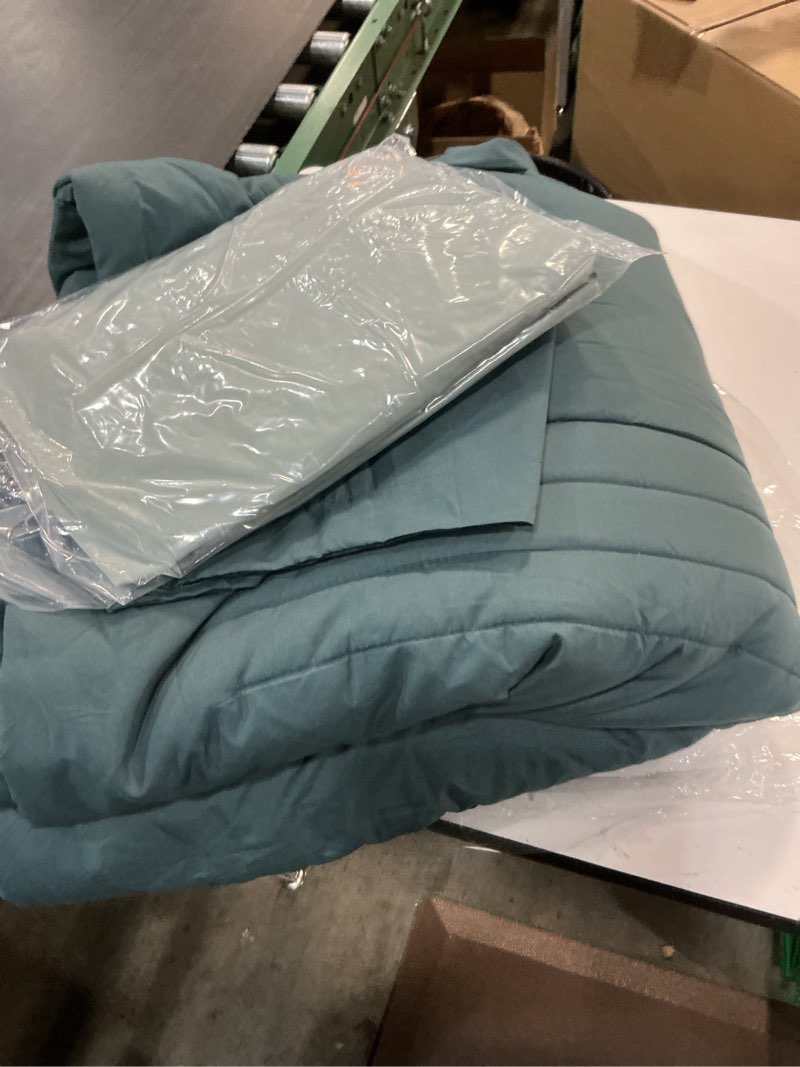 Condition photo showing Good Condition for (Similar photo) CozyLux Queen Comforter Set - 7 Pieces Bed in a Bag Forest Green Comforter Set with Sheets Luxury Bed Set All Seasons, Soft Bedding Set with Down Alternative Comforter, Sheets, Pillowcases & Shams Forest Green Queen