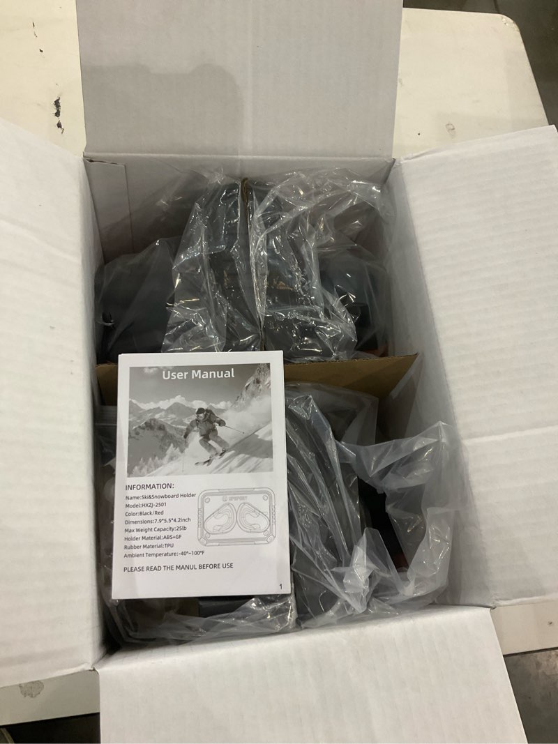 Condition photo showing New/Like New for Ski Rack 4Pack, Ski/Snowboard Wall Mount, Skateboard Wall Mount, Fits Any Ski/Snowboard, Holds Up to 100lbs, Winter Gear Organizer, Vertical Ski Storage Rack for Home & Garage Orange-Black, Orange-Blue, Yellow-Red