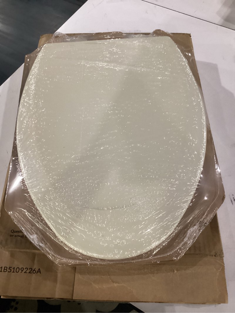 Condition photo showing As Is for bemis 1500ec 146 almond elongated molded wood toilet seat with easy-clean & change hinge