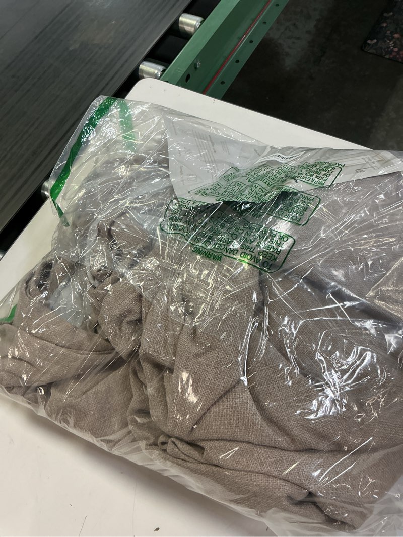 Condition photo showing New/Like New for viral pleated blackout burlap 120 inch long curtains neutral pinch pleated taupe burlywood birch linen double layer 100% black out curtains soundproof cottagecore 120 inch window drapes 2 panel burlywood birch 40"w x 120"l (pack of 2)