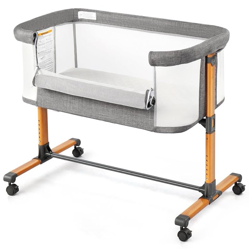 ktaxon baby bassinet bedside bassinet, baby cradle with a-washable sheets, four-sided breathab