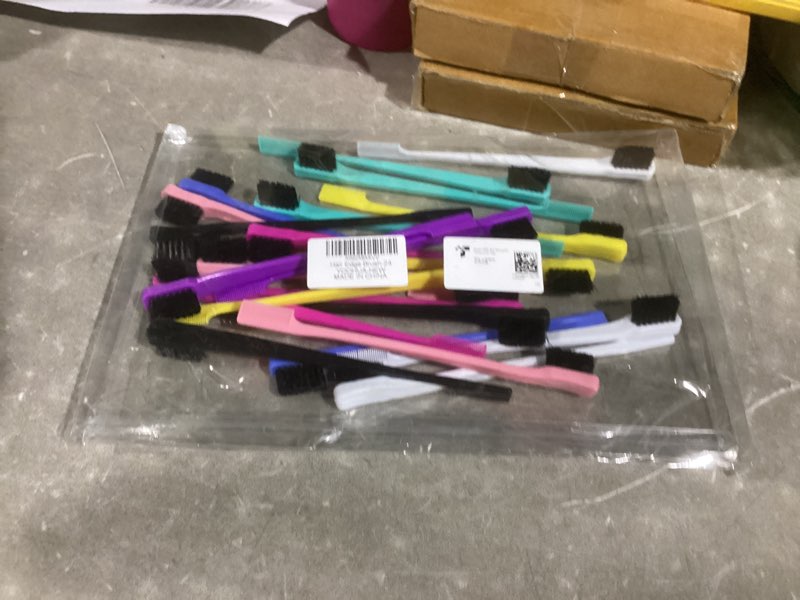 Condition photo showing Good Condition for 6pack double sided edge control hair brush professional edge control hair brush comb set, dual-sided bristle design, pink purple black