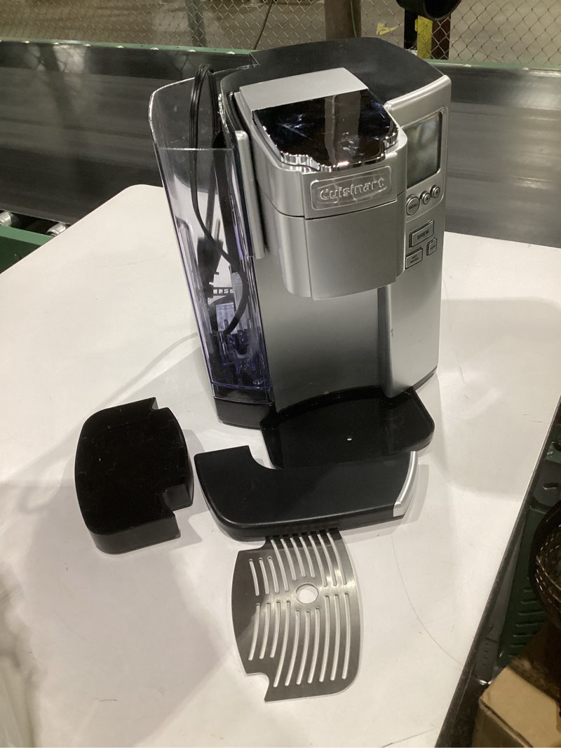 Condition photo showing Good Condition for (used, not tested)cuisinart coffee maker, single serve 72-ounce reservoir pod coffee machine, programmable brewing & hot water dispenser, 3 cup-size settings, stainless steel, ss-10p1, silver