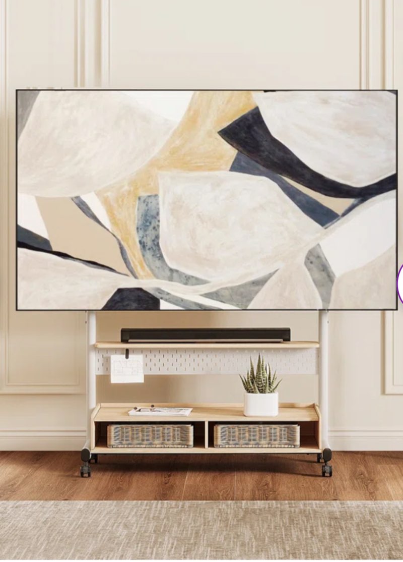 Charrisse Modern Rolling TV Stand for 70-100 Inch TVs,Mobile TV Stand with Two Wooden Large Storage,Height Adjustment