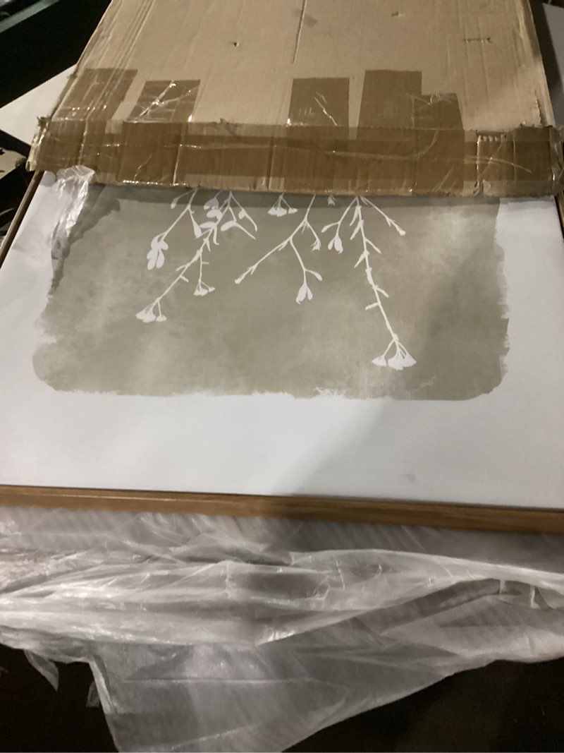 Condition photo showing Good Condition for CHDITB Neutral Botanical Wall Art Set of 3, 24"x36" Large Framed Boho Farmhouse Wall Decor, Modern Minimalist Floral Wall Painting, Rustic Wildflower Canvas Art Prints for Living Room, Bedroom White Flower 24"x36"