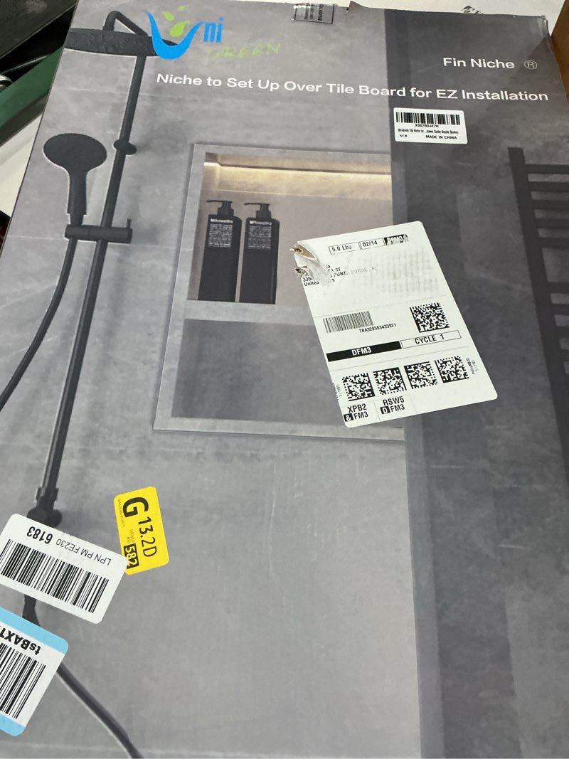 Condition photo showing Good Condition for Uni-Green Ready Tile Double Shelf Shower Niche 25" x 17" x 4" Dimensions - Toiletry and Bathroom Niche Storage- Simple Installation with Texture Surface Shower Cubby Double Shelves