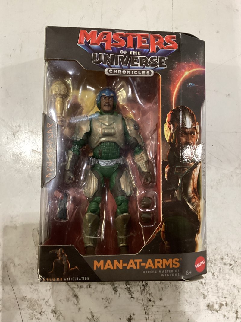 Condition photo showing New/Like New for masters of the universe action figure chronicles man-at-arms, 6.5 inch scale 2026 movie accurate, 30 points articulation | masters of the universe chronicles 6 inch action figure - man-at-arms movie version