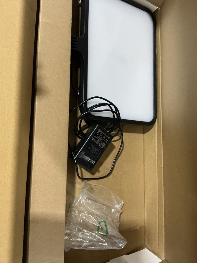 Condition photo showing As Is for godox es45 desktop led key light for streaming&video calls, soft dimmable 2800k-6500k, magnetic remote, app control, extendable clamp stand, flicker-free light for youtube, twitch, zoom&home office