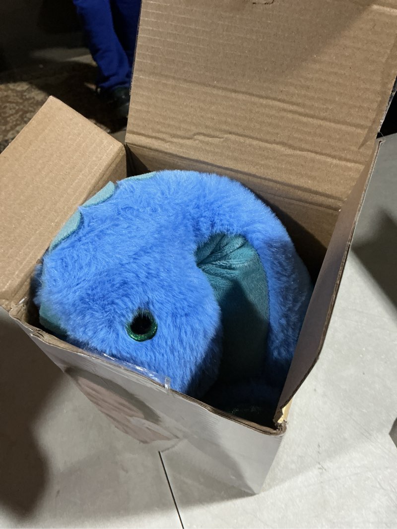 Condition photo showing Good Condition for Hopearl LED Musical Stuffed Dinosaur Lighting Up Singing Diplodocus Soft Plush Toy with Long Neck Adjustable Volume Lullaby Animated Soothe Gifts for Kids Toddlers, Blue, 16'' Blue Diplodocus_LED & Music