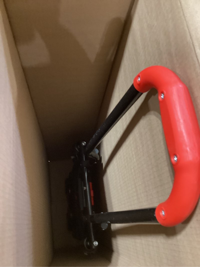 Condition photo showing As Is for folding hand truck, portable dolly cart with rubber wheels and retractable handle, 2 in 1 design 330lbs capacity hand cart foldable for transportation/luggage/mobile/travel/office use red 330lbs