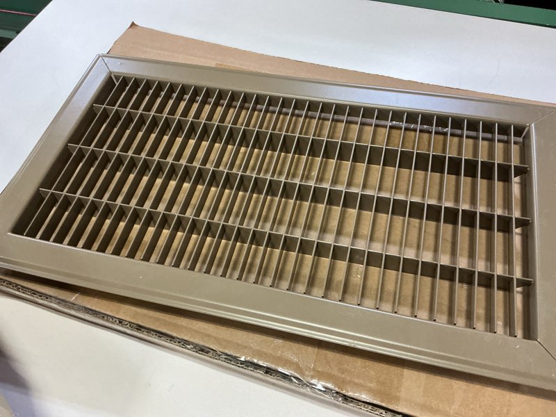 Condition photo showing Good Condition for Fits 8x16 and 16x8 Duct Opening | Return Air Floor Grille by Handua | Walkable Vent Cover Grill for Floor | Brown | Heavy Duty Fixed Blades | Outer Dimensions: 9.75"W X 17.75"H 1 8"W x 16"H [Duct Opening]