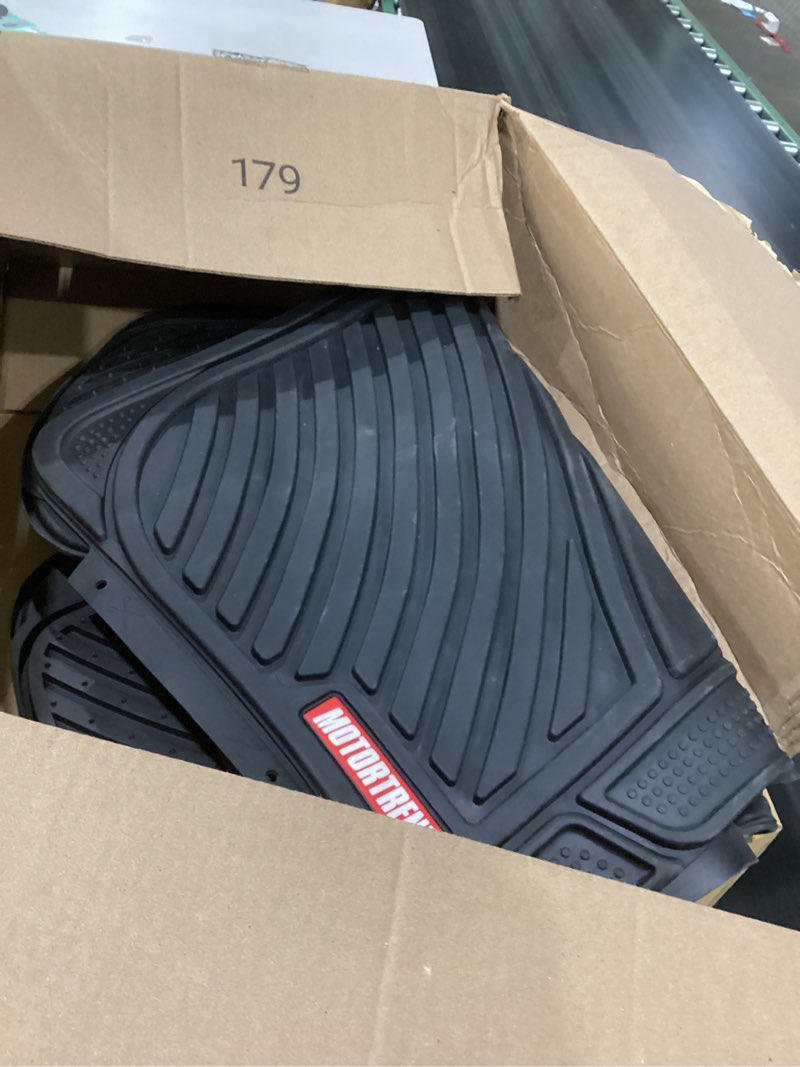 Condition photo showing As Is for motor trend flextough performance all weather rubber car floor mats - 3 piece floor mats automotive liners for cars truck suv, heavy-duty waterproof (black) black mats