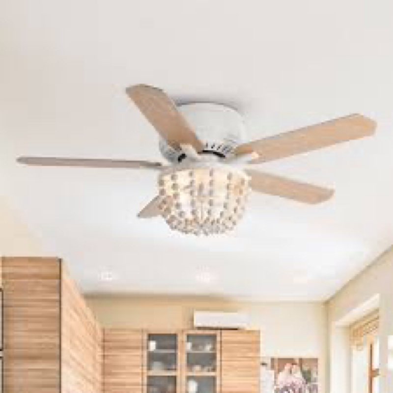 Boho 48" 2-Light White Flush Mount Caged Ceiling Fan with Remote Control