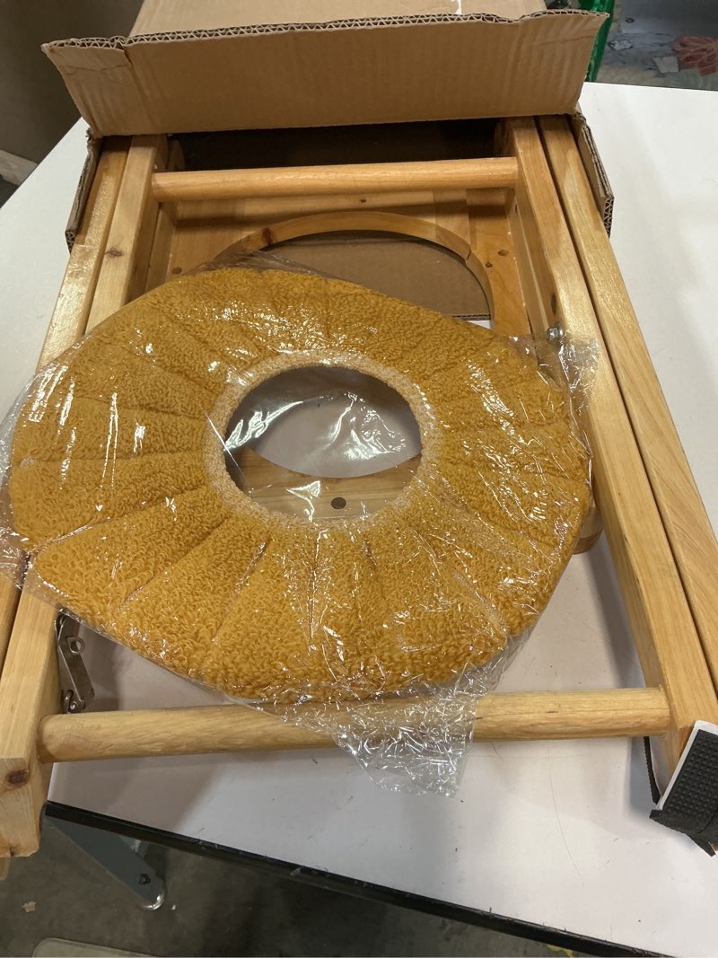 Condition photo showing Good Condition for Sauna Chair, Foldable Solid Wood Steam Stool 15.7in Height, Original Wood Color with Thin Seat Cover, Portable Wooden Bench for Sauna & Steam Room Steam Room Seat & Relaxation