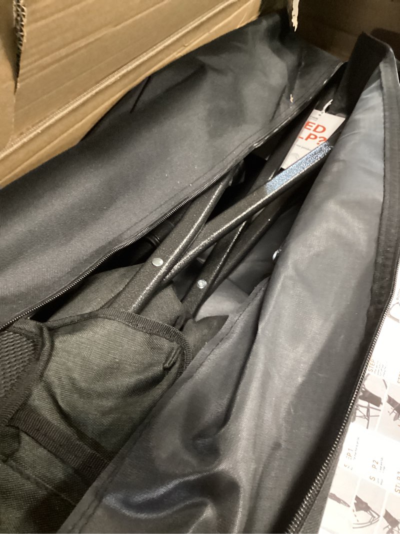 Condition photo showing Good Condition for Oversized Rocking Camping Chair Folding Rocking Chair with High Back Padded Outdoor Rocking Chair Heavy Duty Portable Rocker black