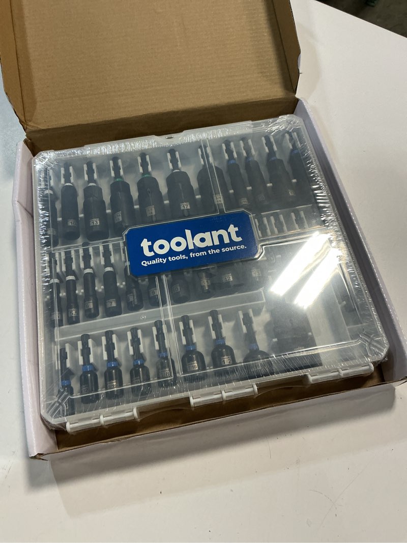 Condition photo showing New/Like New for toolant 34 Piece SAE/Metric Nut Driver Set, Impact Driver Bit Set, Deep Nut Driver, Impact Socket Adapters, Wing Nut Driver, Tough Gift Case 34pcs assorted