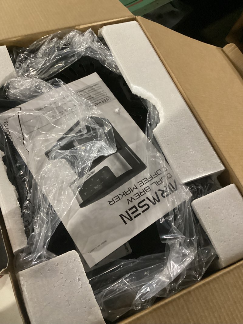 Condition photo showing New/Like New for airmsen 12-cup programmable dual coffee maker – single serve machine for k-cup pods & ground, 1000w fast brew, delay start, 2h keep warm, touchscreen, 60oz tank, glass carafe – home & office 12 cup