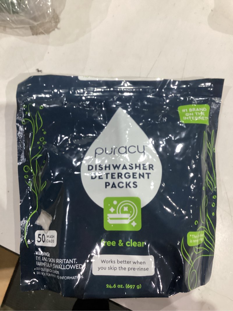 Condition photo showing Good Condition for puracy dishwasher pods, natural dishwasher detergent, free & clear dish tabs - enzyme-powered, spot & residue free - tiktok trend items, must haves from tiktok made me buy it (free & clear, 50 count)