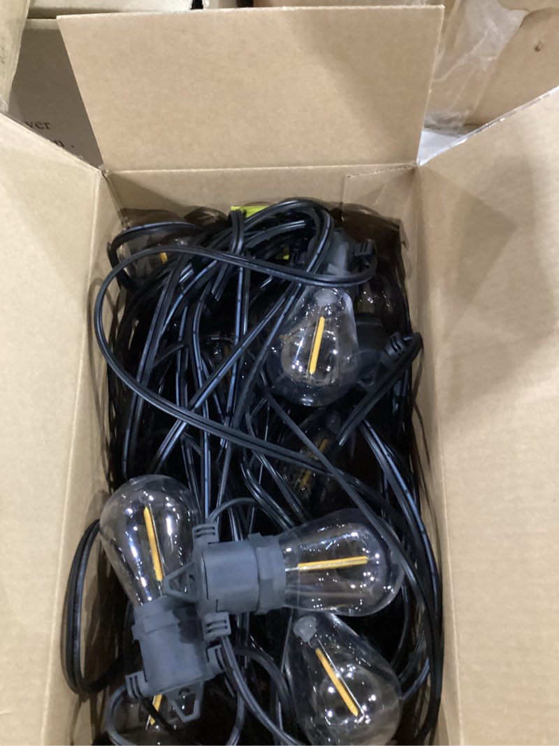 Condition photo showing Good Condition for addlon 50ft led outdoor string lights with edison shatterproof bulbs, weatherproof strand, commercial grade patio lights, decorative for garden or patio, black