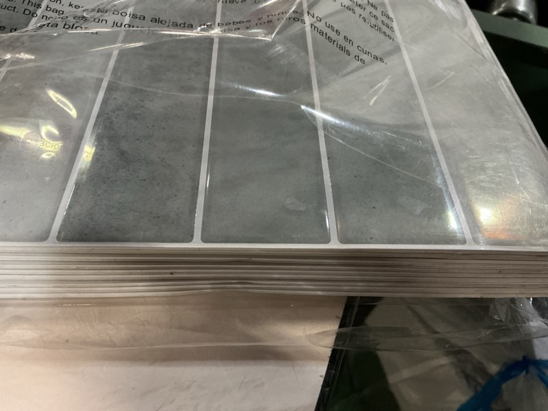 Condition photo showing Good Condition for 10 sheets upgraded thicker design subway tile peel and stick backsplash,12”×12”self adhesive wall tiles stick on back splash for kitchen,bathroom,camper(azure blue)