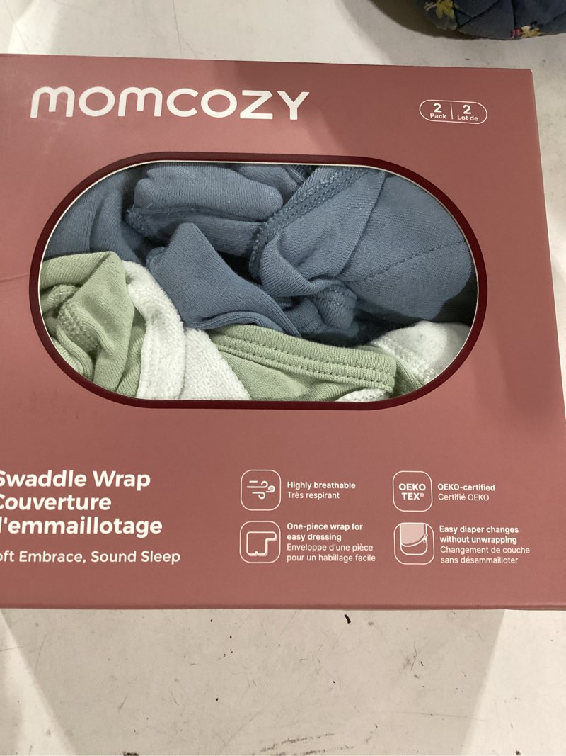 Condition photo showing Good Condition for momcozy swaddles for newborns, quiet fastener swaddle suitable for infant 0-3 months, new-parent-friendly sleep sack, reduce startle reflex, newborn boys girls registry essentials, 2-pack, serenity serenity one size (0-3 months)