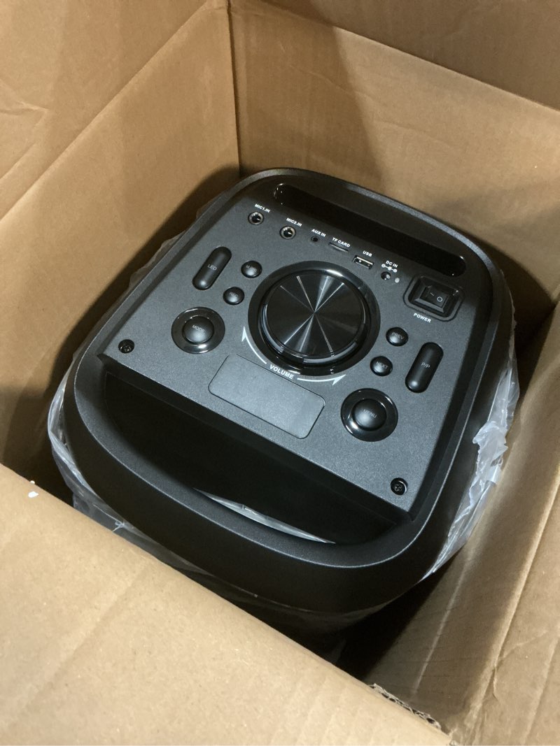 Condition photo showing Good Condition for jyx karaoke machine with 1 microphone for adults, big bluetooth party speaker with led disco light, support tws/usb/aux/tf card input, perfect for outdoor, home, stage subwoofers no rollers--1 mics