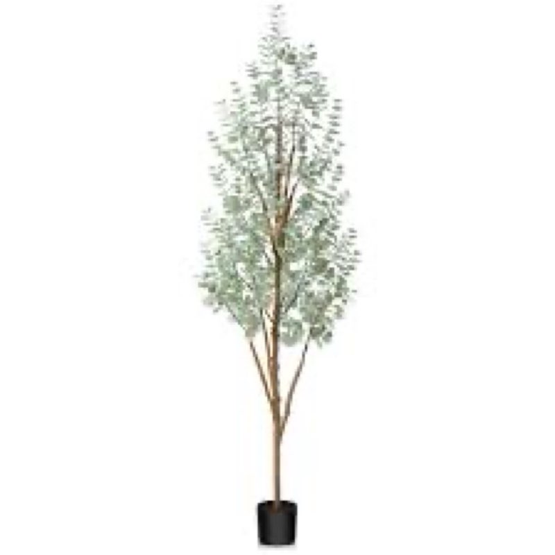 Adcock Artificial Eucalyptus Tree in Pot with Realistic Leaves and Natural Trunk