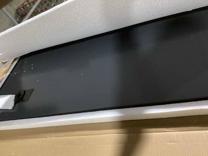 Condition photo showing As Is for black bathroom mirror 48x30 inch, rectangle mirror with metal deep frame, wall mirrors for over sink, vanity, bedroom, bathroom, hangs horizontally or vertically 30"l x 48"w rectangle corner black