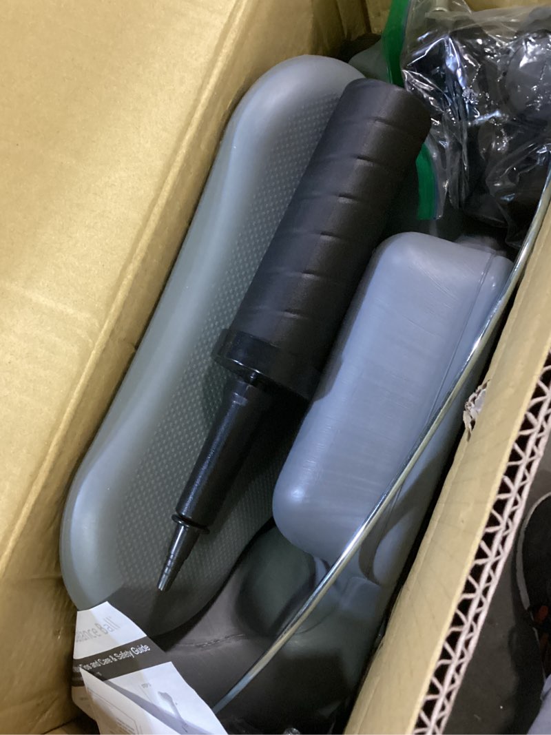 Condition photo showing Good Condition for gaiam classic balance ball chair – ergonomic stability chair for desk & office | yoga ball seat with base, air pump, & exercise guide | improves posture & core strength (300 lb capacity) cool grey