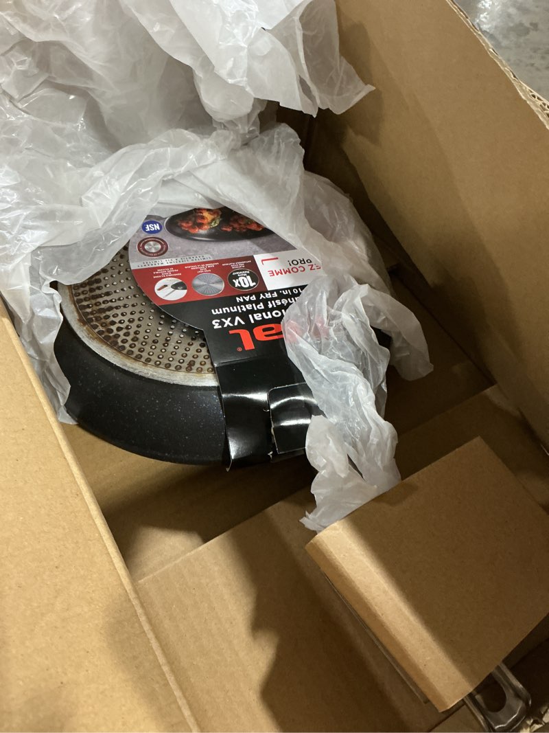 Condition photo showing Good Condition for t-fal professional vx3 brushed nonstick fry pan with stainless steel handle 10 inch, oven broiler safe 400f, cookware, pots and pans, frying pan, restaurant grade, certified by the nsf and cba, black professional nonstick 10 inch fry pan