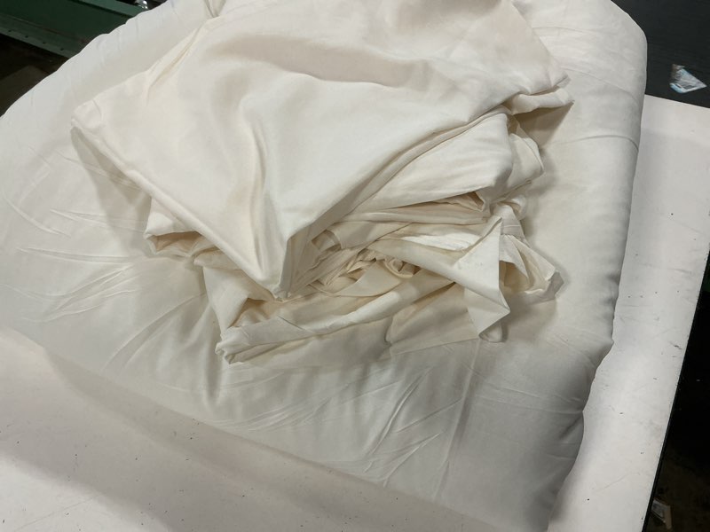 Condition photo showing Good Condition for Litanika Queen Comforter Set Ivory - 7 Pieces Bed in a Bag Queen Bedding Comforter Sets, Solid Lightweight Bed Set with Comforter, Sheets, Pillowcases & Shams Ivory Queen (90"x90")