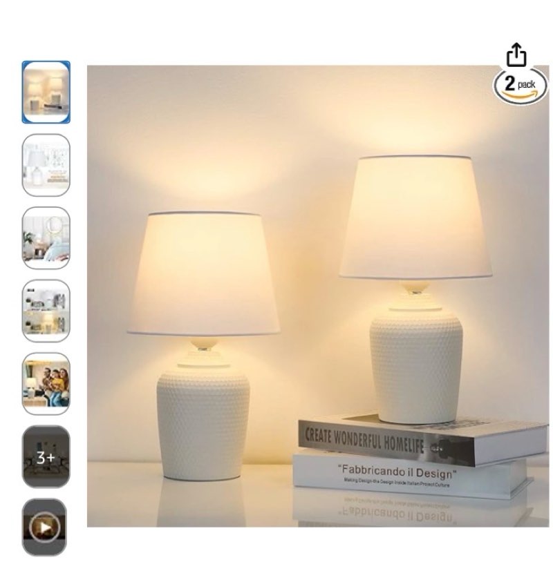 sucolite small 11.8" table lamps set of 2, bedside nightstand lamps for bedroom kid’s room, cute desk lamps with studded texture base for reading nursery living room office, white