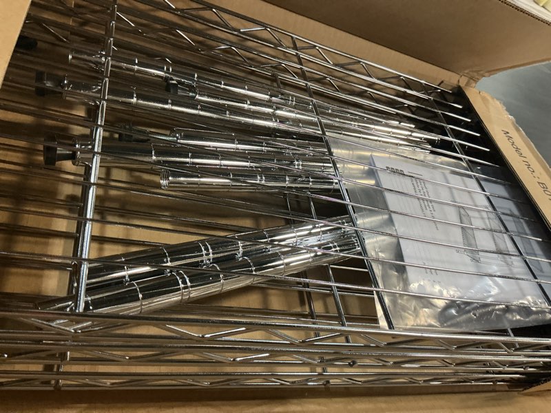 Condition photo showing Good Condition for Amazon Basics 3-Shelf Adjustable Heavy Duty Steel Wire Rack Storage Shelving Organizer for Kitchen, Garage, 23.2" L x 13.4" W x 30" H, Chrome 3-Shelf Narrow Chrome